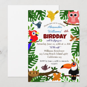 Jungle Tropical Grönt Summer Kids Birthday Inbjudningar