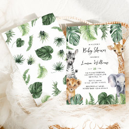 Jungle Tropical Safari Animals Baby Shower Inbjudningar