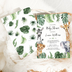 Jungle Tropical Safari Animals Baby Shower Inbjudningar