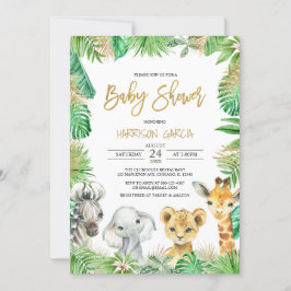Jungle Tropical Safari Animals Baby Shower Inbjudningar