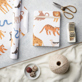 Jungle Tropical Safari Wild Animals Pattern Presentpapper