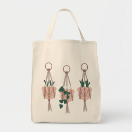 Jungle Tropiska Växter Macrame Hängare Illustratio Tygkasse