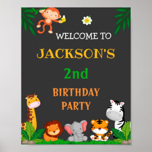 Jungle välkommen party-skylt Vilda djur poster