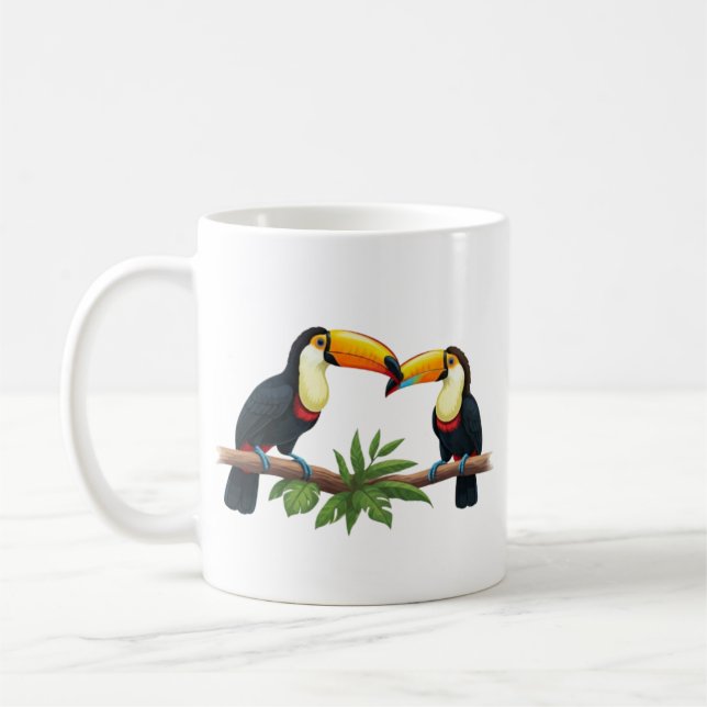 Jungle Vibrance: Toucans in Harmony Kaffemugg (Vänster)