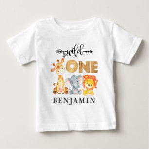 Jungle Vild 1:a födelsedag Baby djur Baby T-S T Shirt