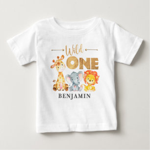 Jungle Vild 1:a födelsedagen Baby djur T Shirt