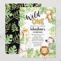 Jungle Vild 1:a födelsedagsinbjudan Safari