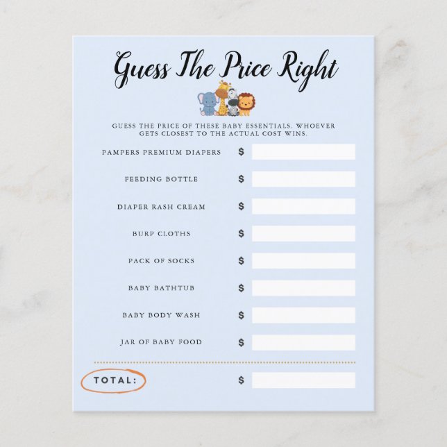 Jungle Vild 1 babystövel Game gissar Pris (Framsida)