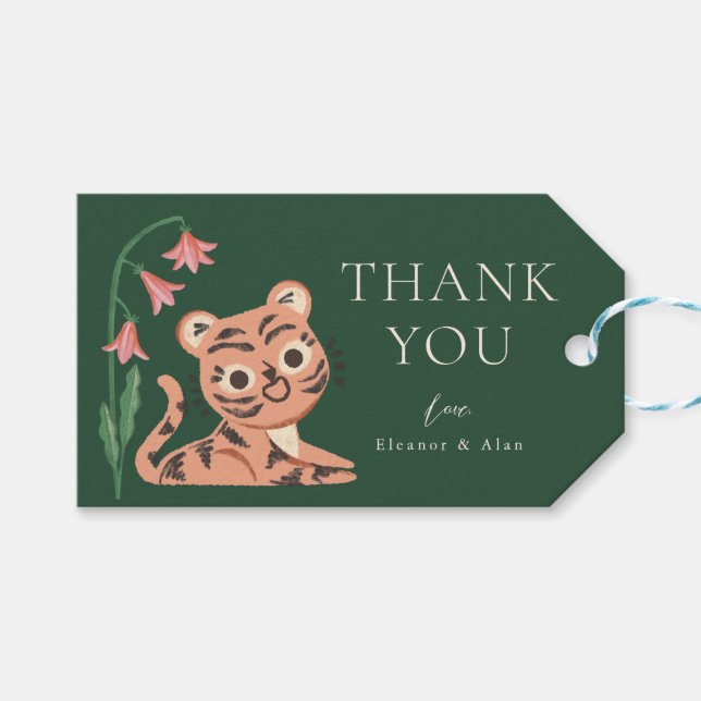 Jungle Vild Animal Tiger Kids Party Gift Märkre Presentetikett (Framsidan (Horisontell))