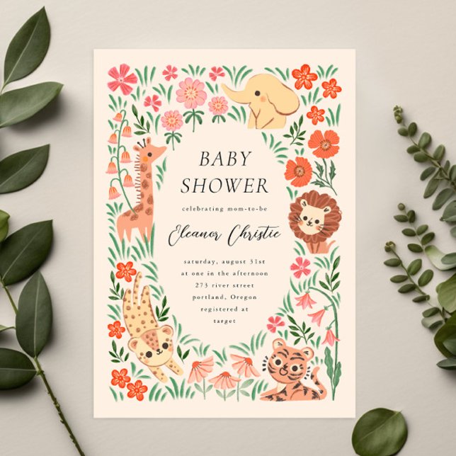 Jungle Vild Animal Tropical Baby Shower-inbjudan Inbjudningar (Skapare uppladdad)