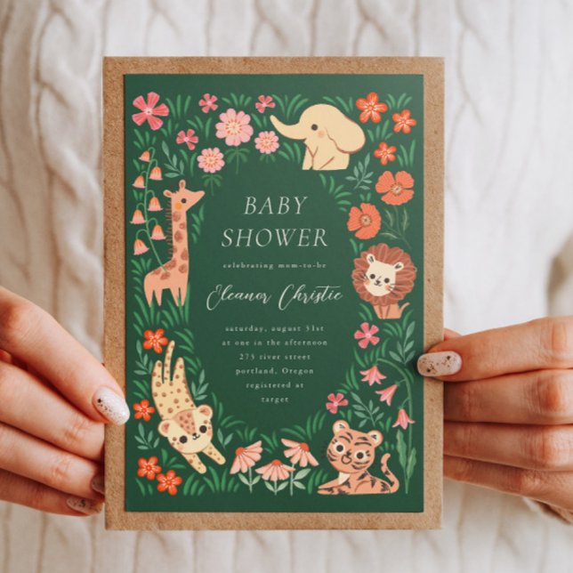 Jungle Vild Animal Tropical Baby Shower-inbjudan Inbjudningar (Skapare uppladdad)