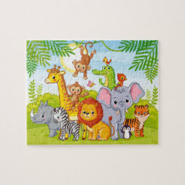 Jungle Vild Baby djur Puzzle Pussel