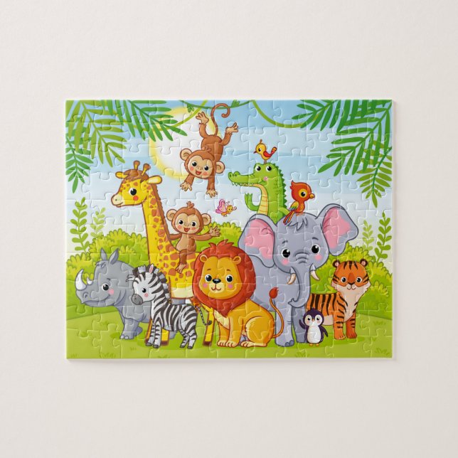 Jungle Vild Baby djur Puzzle Pussel (Horisontell)