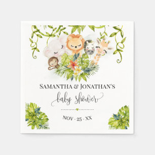 Jungle Vild Baby djur Tropical Baby Shower Pappersservett