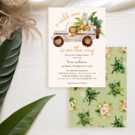 Jungle Vild ett Animal Safari Baby Shower Inbjudningar