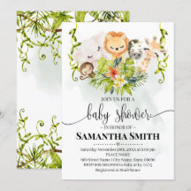 Jungle Vilda djur Baby Shower Tropical Safari