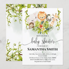 Jungle Vilda djur Baby Shower Tropical Safari Inbjudningar