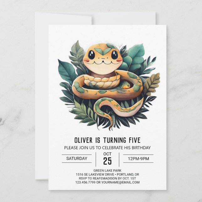 Jungle Viper Slither Birthday-inbjudan Inbjudningar (Framsida)