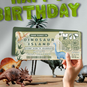Jungle Volcano Dinosaur Theme Park Biljett Inbjudningar
