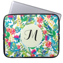 Jungle Watercolor Flowers Blommigt Bra Monogram