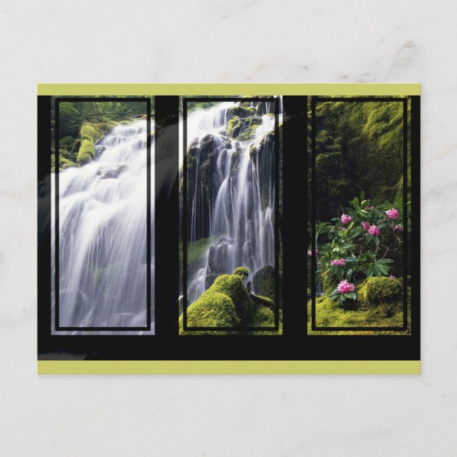 Jungle Waterfall Triptych Digital Art-vykort Vykort (Framsida)