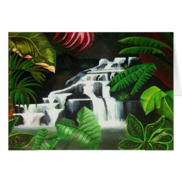 Jungle Waterfall Wilderness Acrylic Painting Hälsningskort