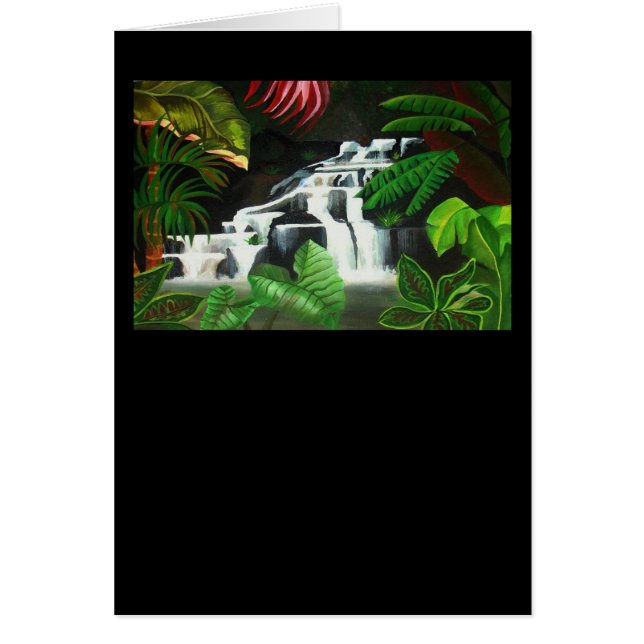 Jungle Waterfall Wilderness Acrylic Painting Hälsningskort (Framsidan)