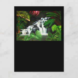 Jungle Waterfall Wilderness Acrylic Painting Vykort