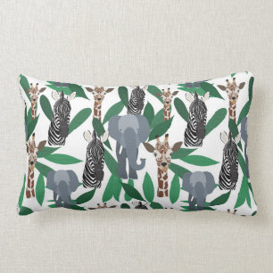 Jungle Zebra Elephant Giraffe Safari Animals Lumbarkudde