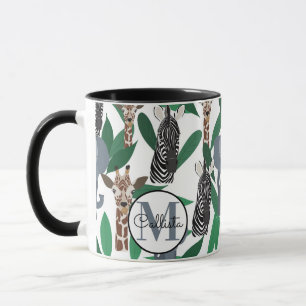 Jungle Zebra Elephant Giraffe Safari Animals Mugg