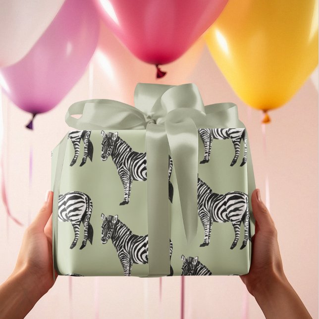 Jungle Zebra Vild Mönster & Personlig Namn Presentpapper (Skapare uppladdad)