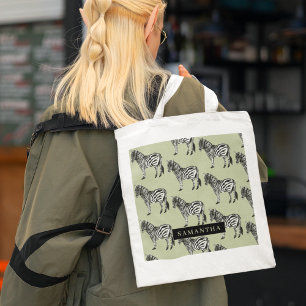 Jungle Zebra Vild Mönster & Personlig Namn Tygkasse