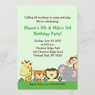 JUNGLE ZOO PARTY 5x7 Anpassningsbar Birthday-inbju Inbjudningar