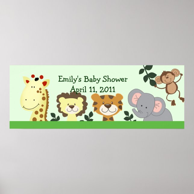 JUNGLE ZOO PARTY Anpassade Birthday Banner Poster (Framsidan)