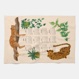 Junglekatter, leoparder och poppväxter 2025 kökshandduk