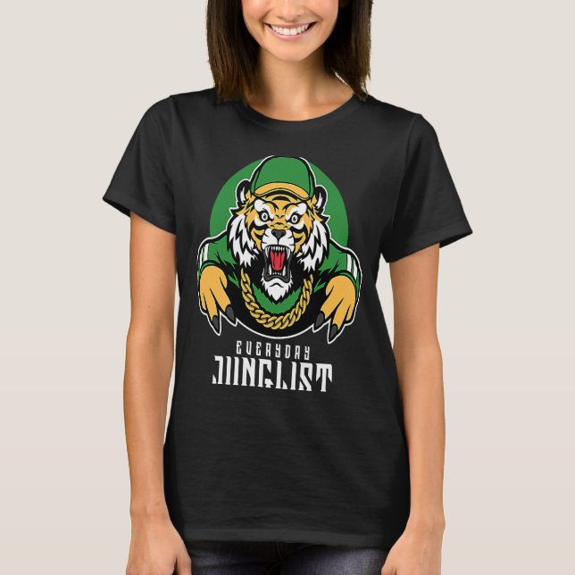 Junglist Drum and Bass EDM DnB Tiger T Shirt (Framsida)