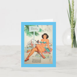 Juni 1957,  Vintage Pinup Födelsedag Kort