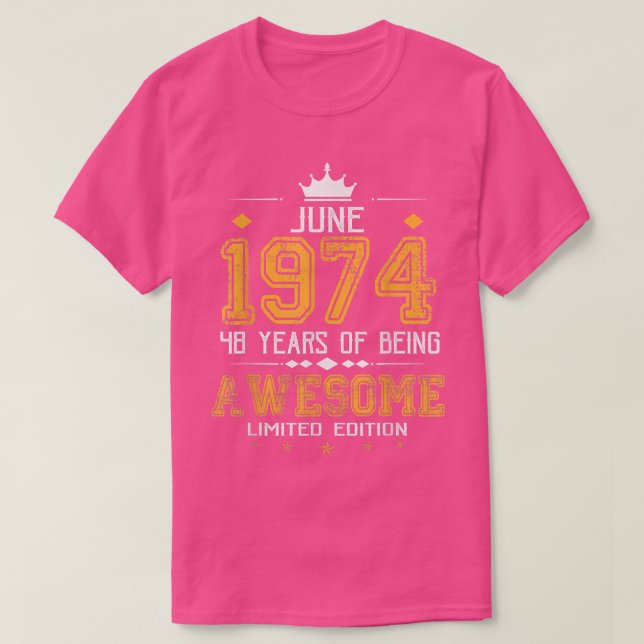 Juni 1974 48 år av Begränsad utstrålning från Fant T Shirt (Design framsida)