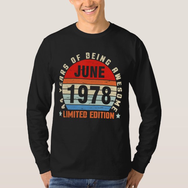 Juni 1978 Födelsedag 44 år efter Fantastisk T Shirt (Framsida)