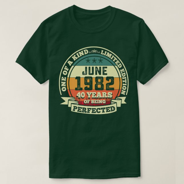 Juni 1982 40:e födelsedagen: 40 år per dag t shirt (Design framsida)