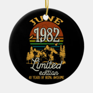 Juni 1982 Solnedgång 40 år gammal 40:e födelsedage Julgransprydnad Keramik
