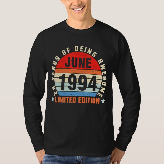 Juni 1994 Födelsedag 28 år efter Fantastisk T Shirt (Framsida)