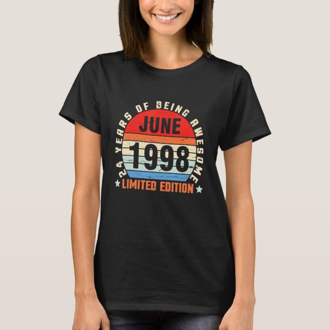 Juni 1998 Födelsedag 24 år efter Fantastisk T Shirt (Framsida)