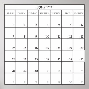 JUNI 2015 PLANERARKALENDER POSTER