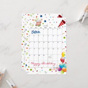 Juni 2022 Kalender Glad födelsedag inbjudan