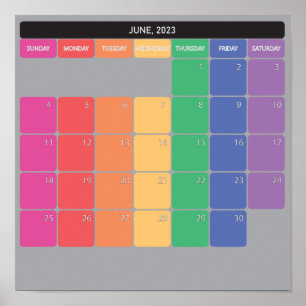 Juni 2023 planer kalender färgdagar poster