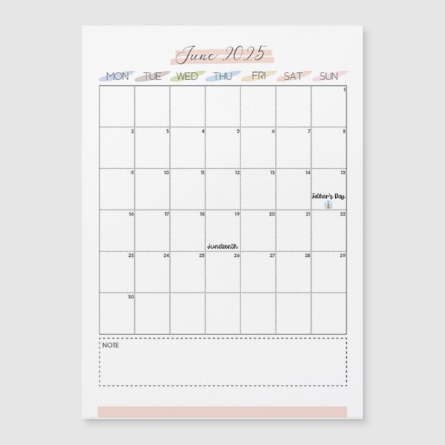 Juni 2025 Magnetkalender (Framsida)