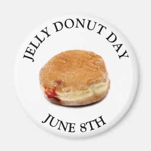 JUNI 8 Jelly Donut Day Food Helgdag Magnet