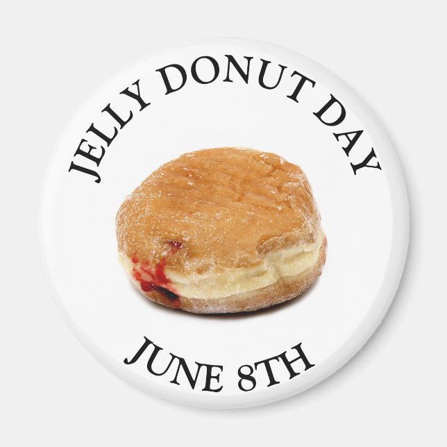 JUNI 8 Jelly Donut Day Food Helgdag Magnet (Framsidan)