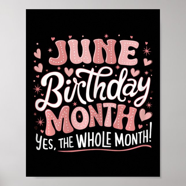 Juni är min födelsedag Ja hela månaden Rosa Birth Poster (Framsidan)